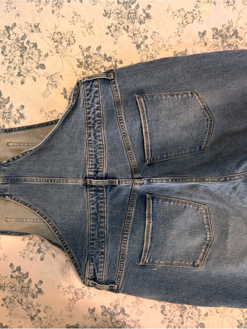 Universal Thread Denim Overalls in Dark Blue with Orange Accents - Picture 4 of 10
